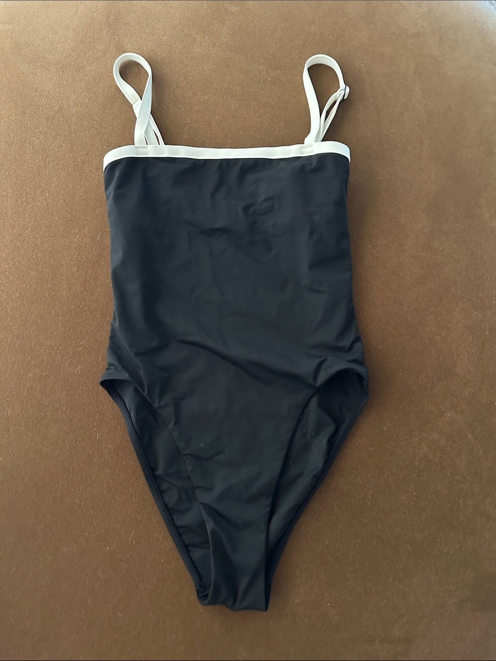 BONDI BORN Black One-Piece Swimsuit with White Trim